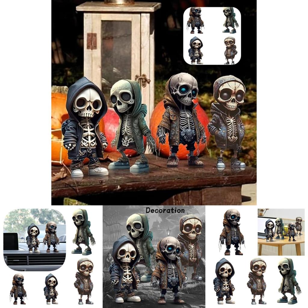 Unique Resin Craft Halloween Skull Sculpture Stylish Skeleton Design For Home Dcor Perfect Present For Various Occasions