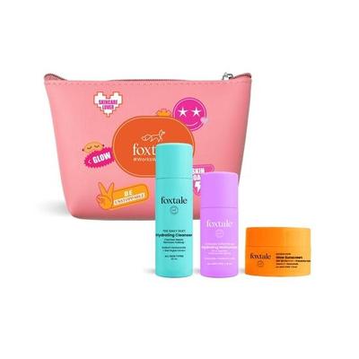 Foxtale Dewy Morning Travel Kit | Hydrating Face Wash, 24-Hr Moisturizer & SPF 50 Sunscreen | 100% Glow, 24-Hr Hydration, Zero White Cast