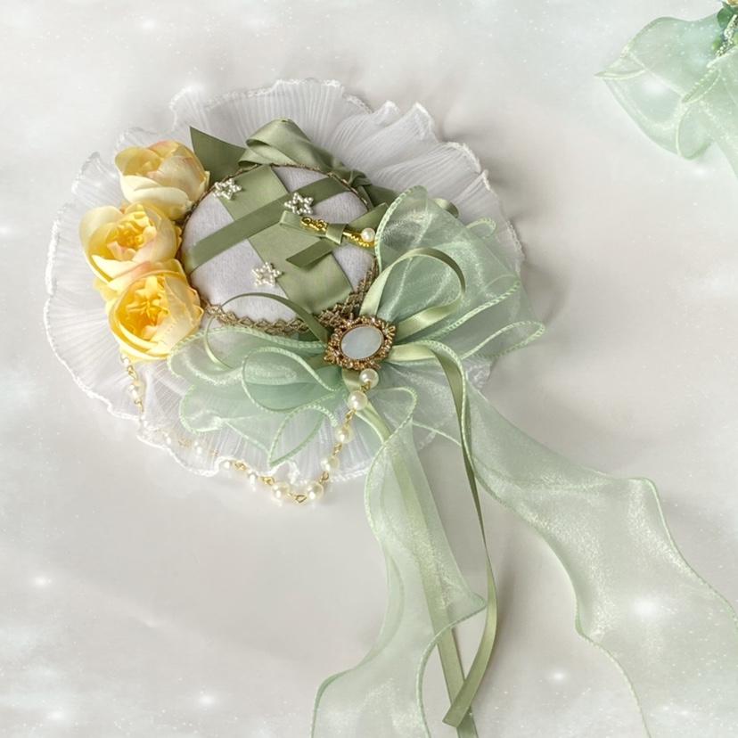 Green Yellow Lace Hairpin Fairy Hair Accessories Bow Hair ClipSummer Versatile Lolita Top Hat