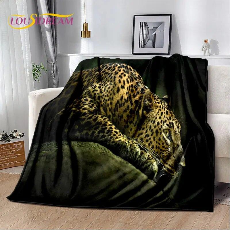 3D Animal Leopard Cheetah Cartoon Beast Soft Plush Blanket,Flannel Blanket Throw Blanket for Living Room Bedroom Bed Sofa Picnic