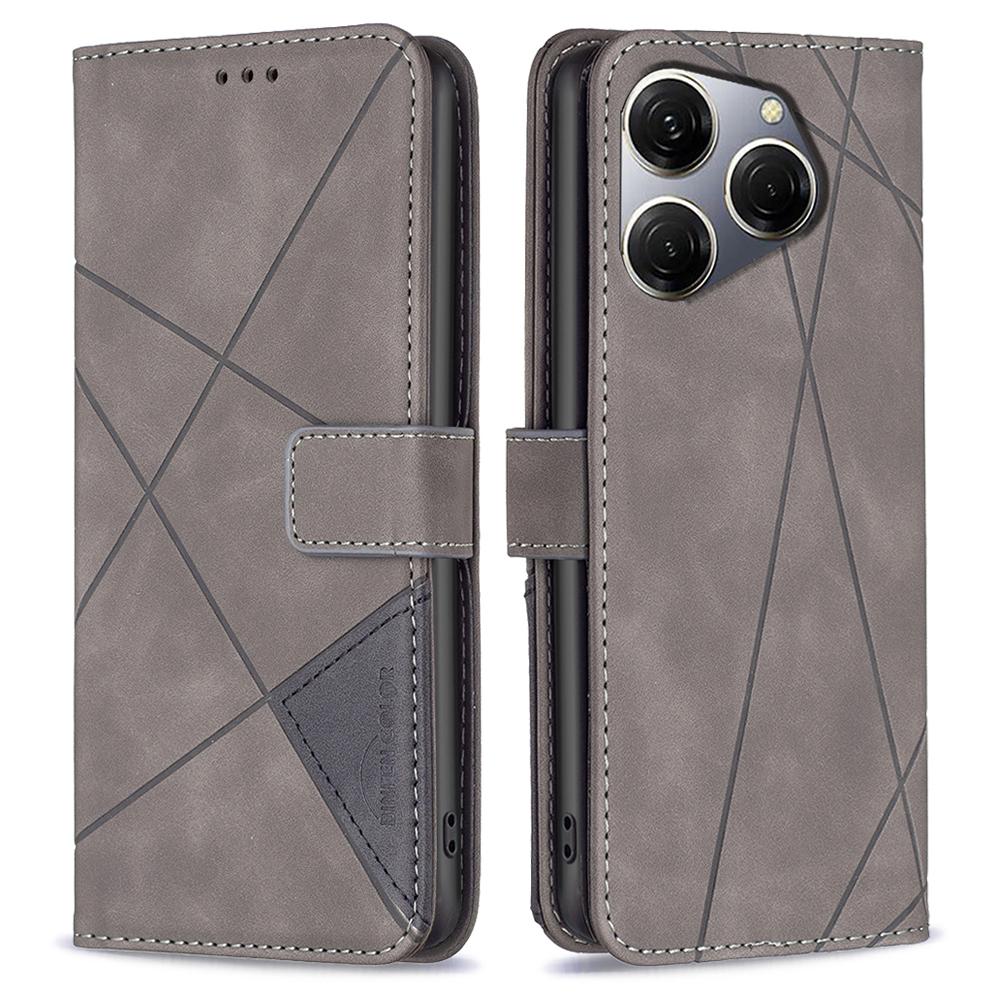 For TECNO Spark 20 Pro Phone Cases Wallet Stand Geometry Imprint Leather Cover