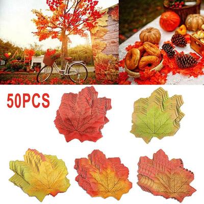 Scatter the Fall Colours with 50 Artificial Maple Leaves for Crafts and Decor!