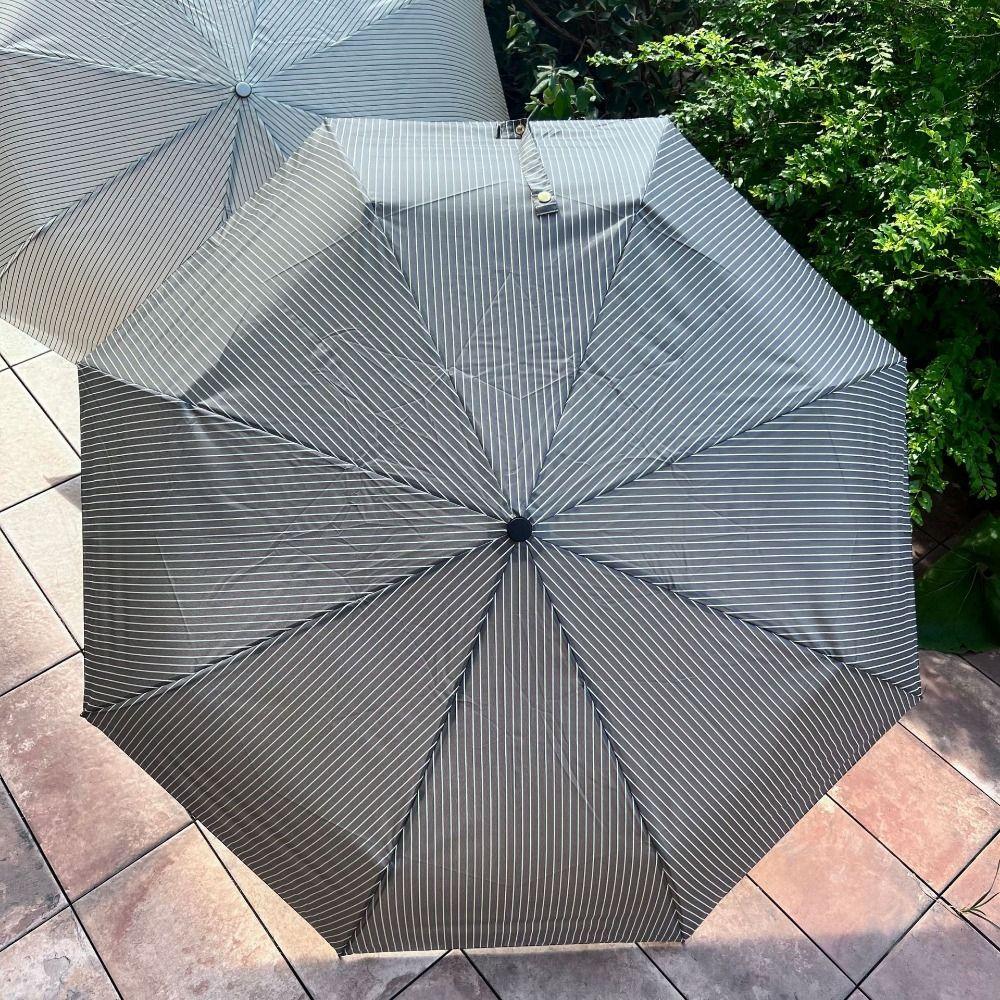 INS Striped Folding Umbrella Sun Rain Dual-Use Hand Operated Parasol Beach Use