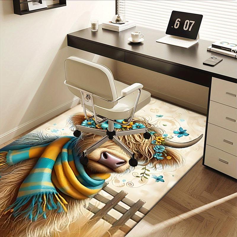 Highland Bull Theme Chair Mat: Office Carpet, Oversized Rug for Home Decor, Sofa Mat, Desk Pad, Gift Idea for Any Room - Perfect for Bedroom