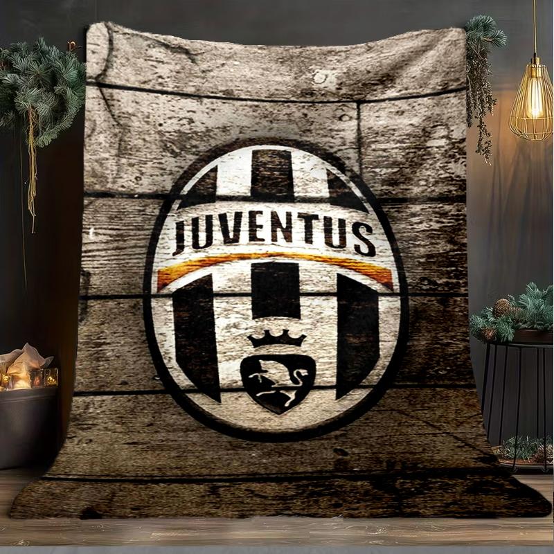 1 Stück Juventus Fußballclub Aufdruck Weiche Flanelldecke Überwurf für Schlafzimmer Wohnzimmer Sofa Camping Reise Fan Geschenke Weihnachtsgeschenke