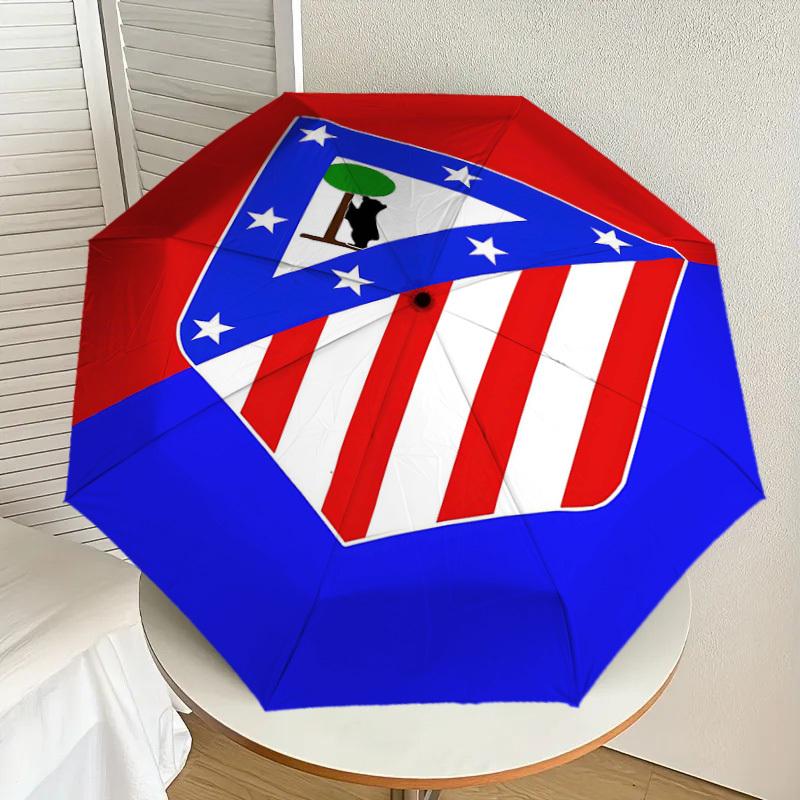 1PC Atletico Madrid Umbrella-8-Rib Reinforced, Automatic Open, Lightweight & Durable, Cute Fashion Accessory for Outdoor-Y0363