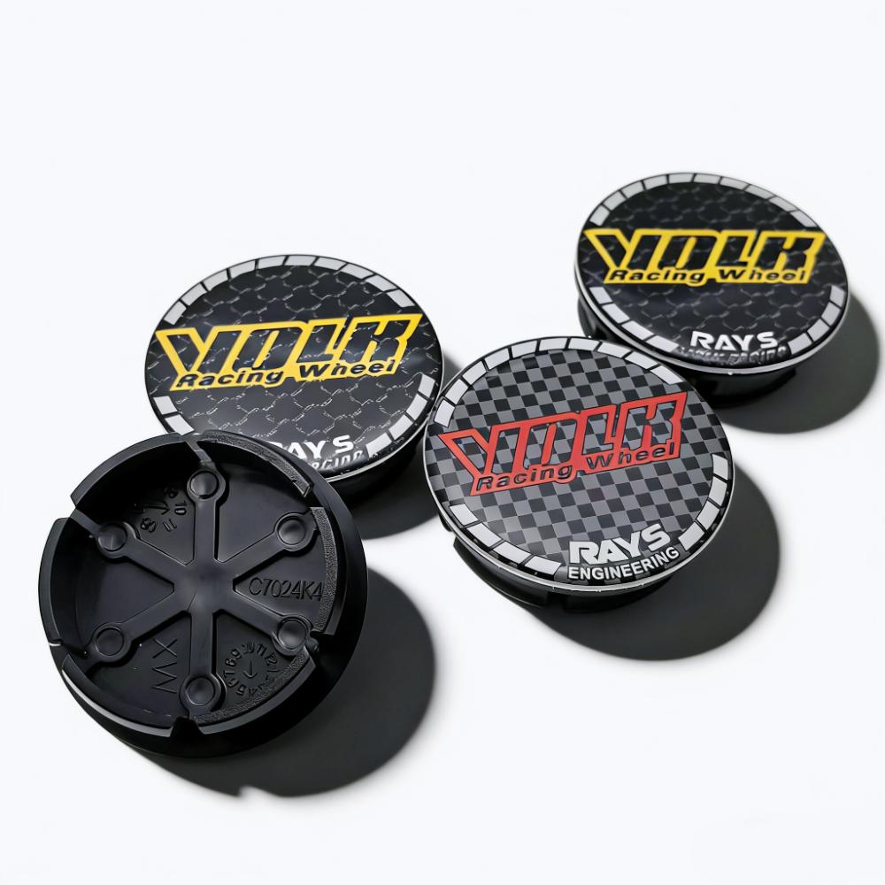 4 Stück VOLK Racing Logo Emblem Auto Radnabenkappen Außendurchmesser 48MM 42MM Räder Nabenkappe Rays Abzeichen Felge Radkappen Staubschutz Auto Zubehör