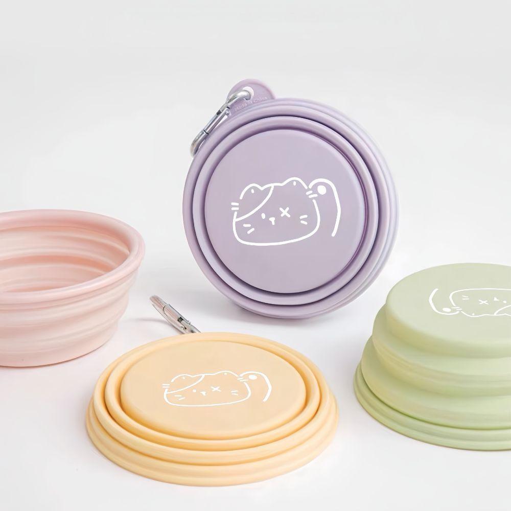 Cartoon Pattern Macaron Pet Bowl TPE Puppy Feeding Bowl Travel Pet Bowl Pet Feeding
