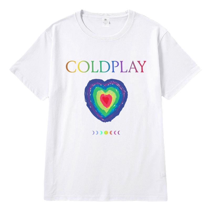 Coldplay Band Around Cotton Tshirt Summer Unisex and Women 2025 Concert Tour Trend Rock Street Loose Heavy Shortsleeved Clothes S