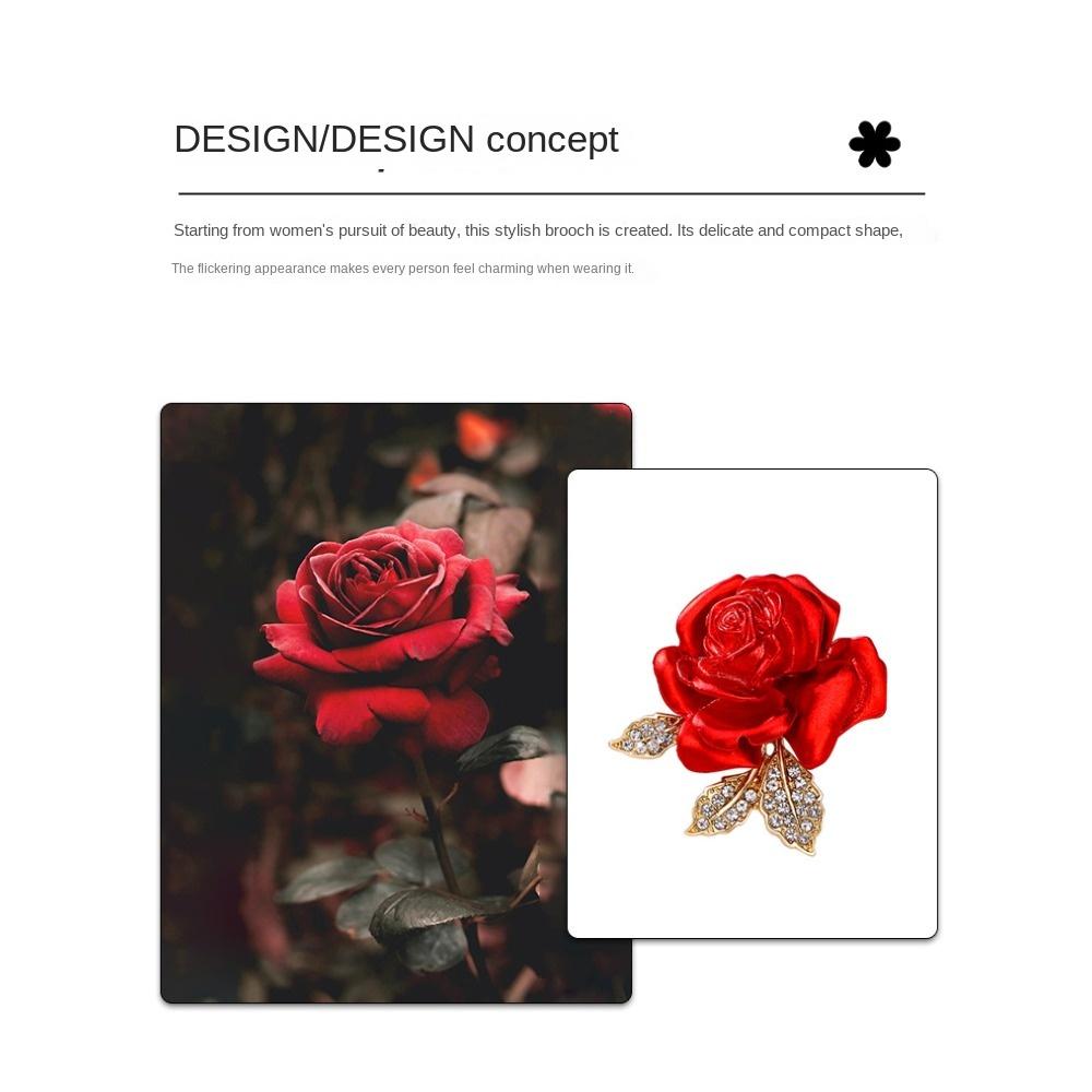 Red Rose Brooch, High-end Women's Light Luxury and High-end Feeling, Elegant Brooch, Suit Sweater Pin, Gift