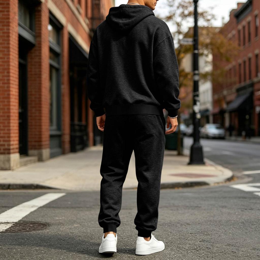 Men's Color Sweatsuit Trendy Casual Athletic Set for Spring and Fall