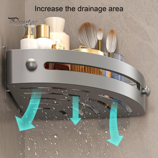 Stable Load-bearing Shelf 1/2/3 Pcs Bathroom Storage Rack Triangle Shape Suction Cup No Drilling Self-adhesive Great Load Bearing with Hooks Removable