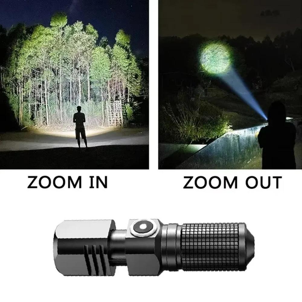 Mini výkonná LED svítilna Vestavěná baterie 3 režimy Dobíjecí teleskopická svítilna typu C pro domácí venkovní kempování a rybaření
