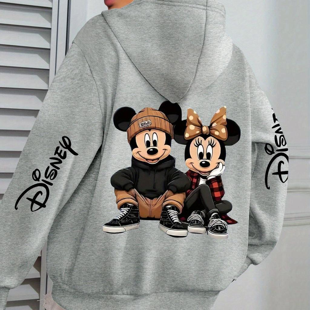 Disney Mickey Minnie Print Fashion Casual Cotton Men's Hoodie Sweater Loose Soft Comfortable Top Unisex Autumn and Winter
