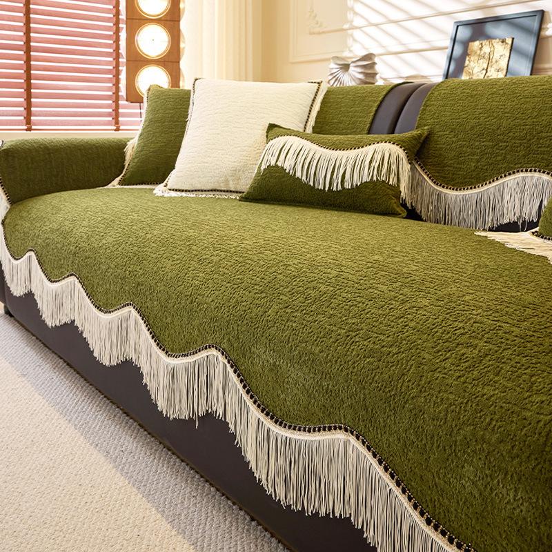 

Tassel sofa cushion Chenier straight row sofa seat cushion non-slip four seasons universal 2025 new lace sofa cover 30 * 50 waist pillowcase