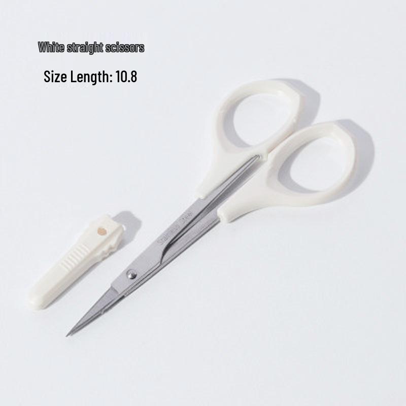 Stainless Steel Beauty Scissors: Eyebrow, Nose Hair Trimming, Eye Makeup; Small, Curved, Round Head.