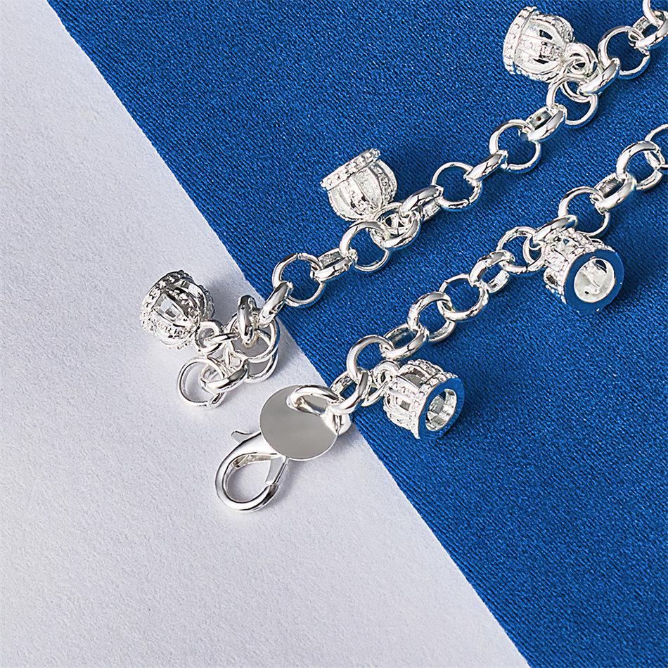 925 Sterling Silver 8-inch Exquisite Bell Bracelet for Women's Fashion Wedding Party Jewelry Accessories