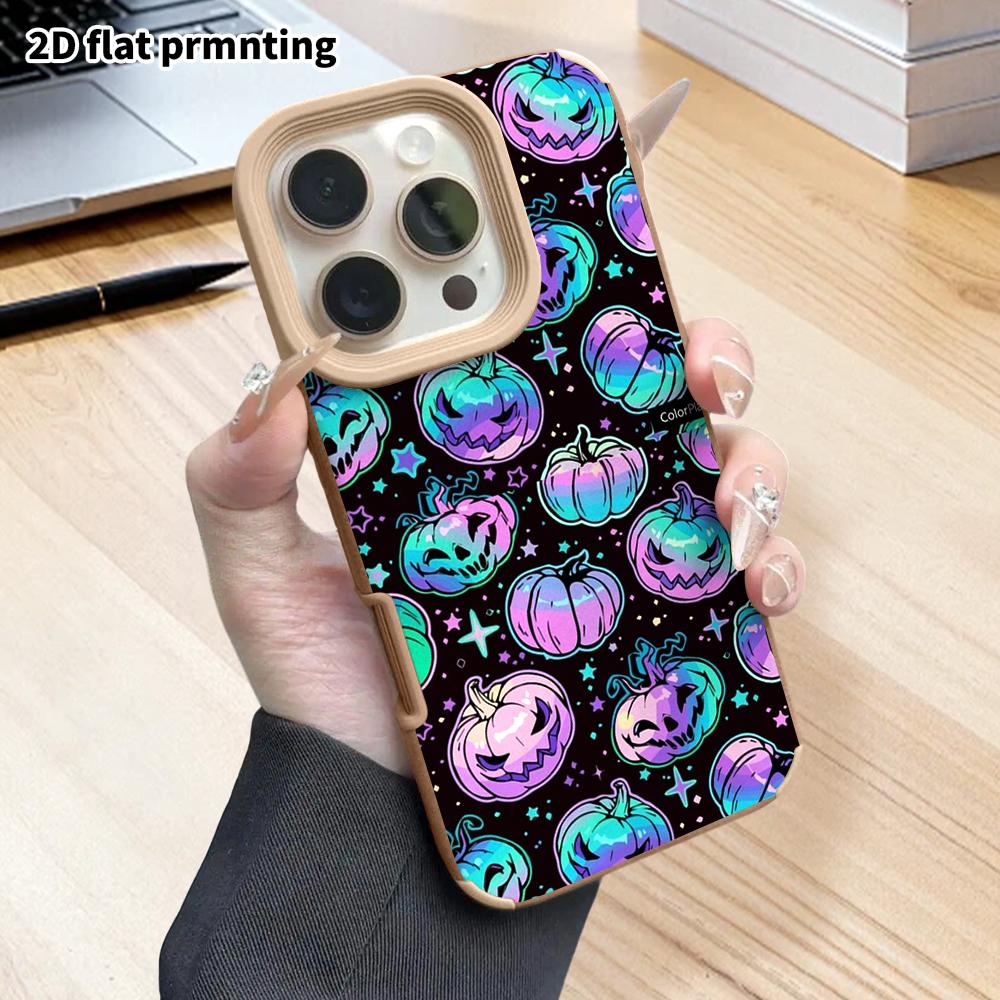 Phone Case: 2D Flat Lambskin Suitable for iPhone 18, 17, 16, 15, 14, 13 Pro Protective Cases, Halloween Patterns, Christmas and Halloween Gifts