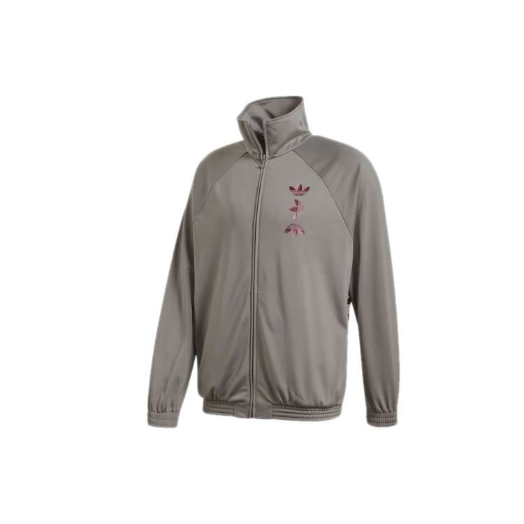 adidas Originals Trefoil Logo Print Sports Stand-Collar Jacket Men Jacket Grey FS7332