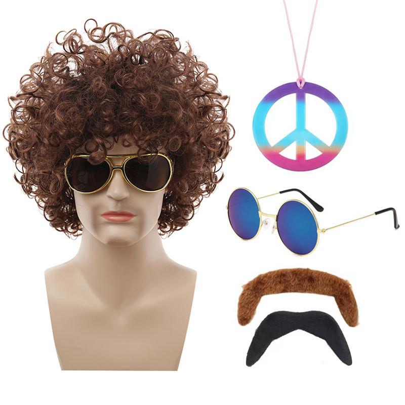 Colorful Coffee Brown Punk Wig For Halloween Parties With Accessories And Hairpieces