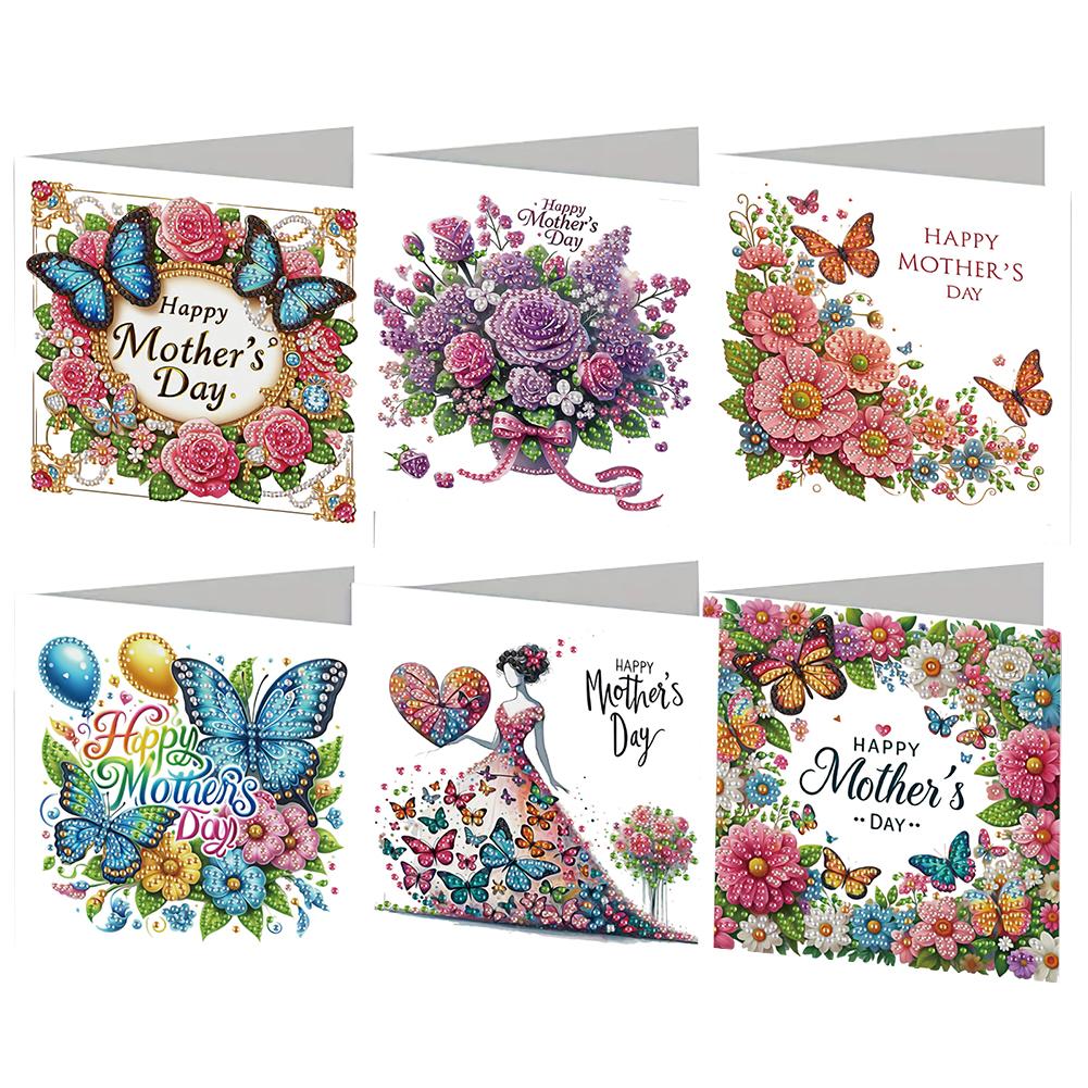 

6pcs Diamond Art Greeting Cards DIY 5D Rhinestone Embroidery Arts Cards Kits Handmade Arts Crafts for Birthday Thanksgiving Day