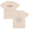 "Deus É Uma Arma" Coroa de Espinhos Agnus Dei & Espada Gráfico Camiseta Vermelha | Streetwear Punk Religioso/Metal Escuro Camiseta