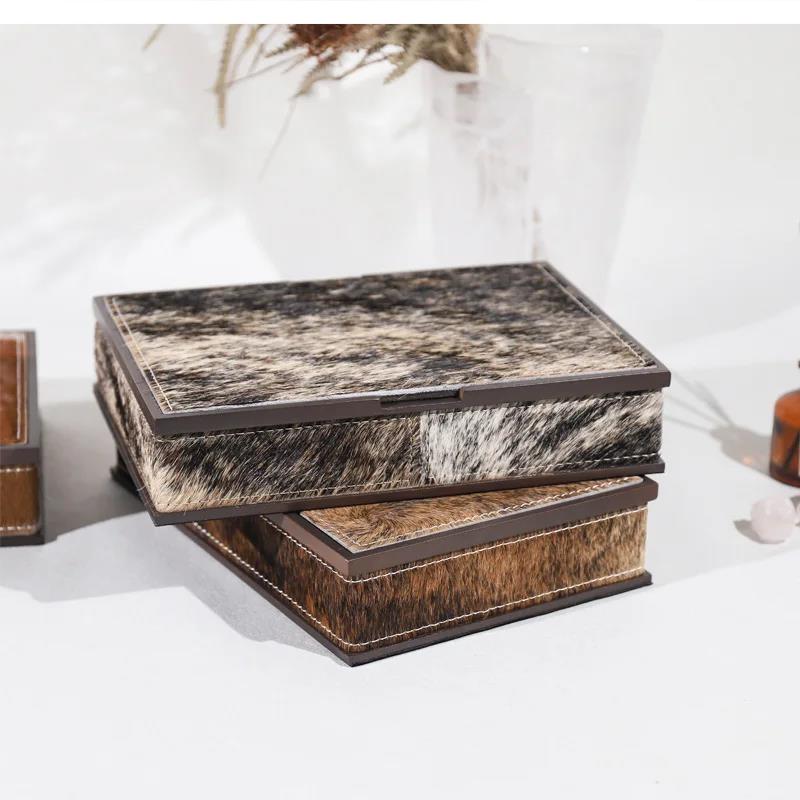 European Modern Light Luxury Horsehair Decoration Storage Box Home Bedroom Soft Jewelry
