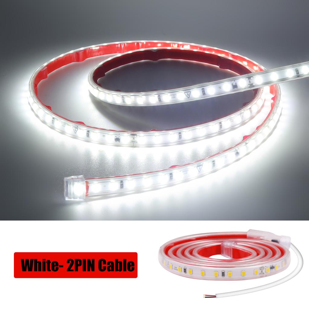 AC 220V Waterproof LED Strip Light 2835 SMD 120 LEDs M Self Adhesive Flexible Ribbon Tape White 3000K 4000K 6000K