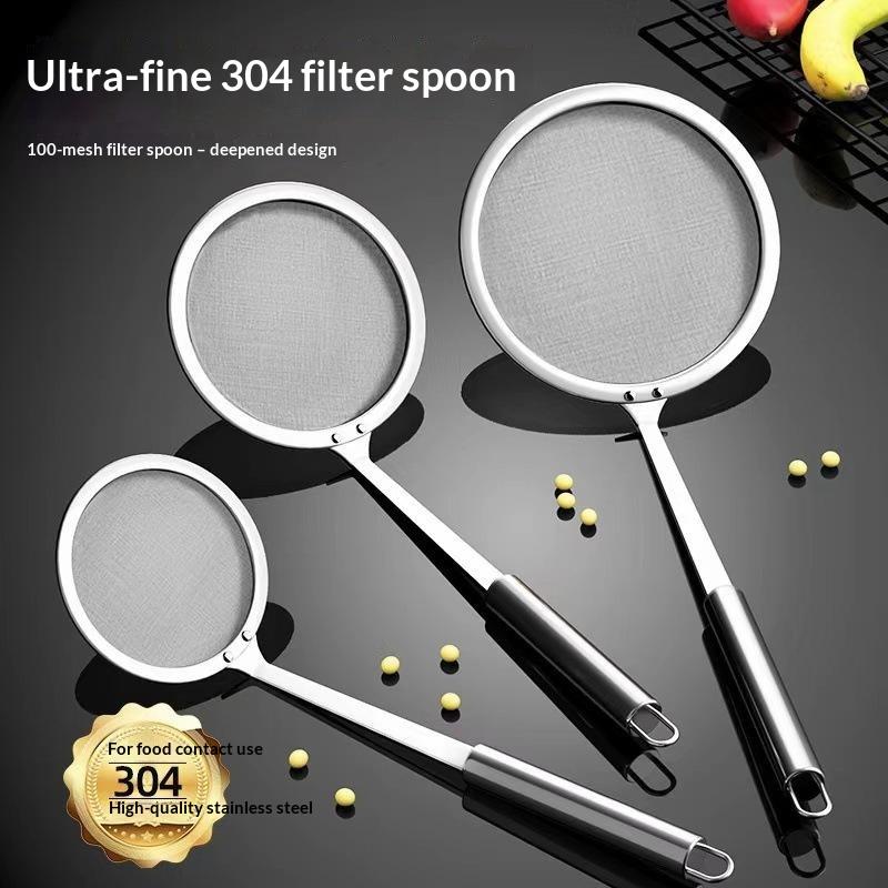304 Stainless Steel 100 Mesh Fine Food Strainer Set Ergonomic Handle For Kitchen Cooking Baking Flour Oil Juice