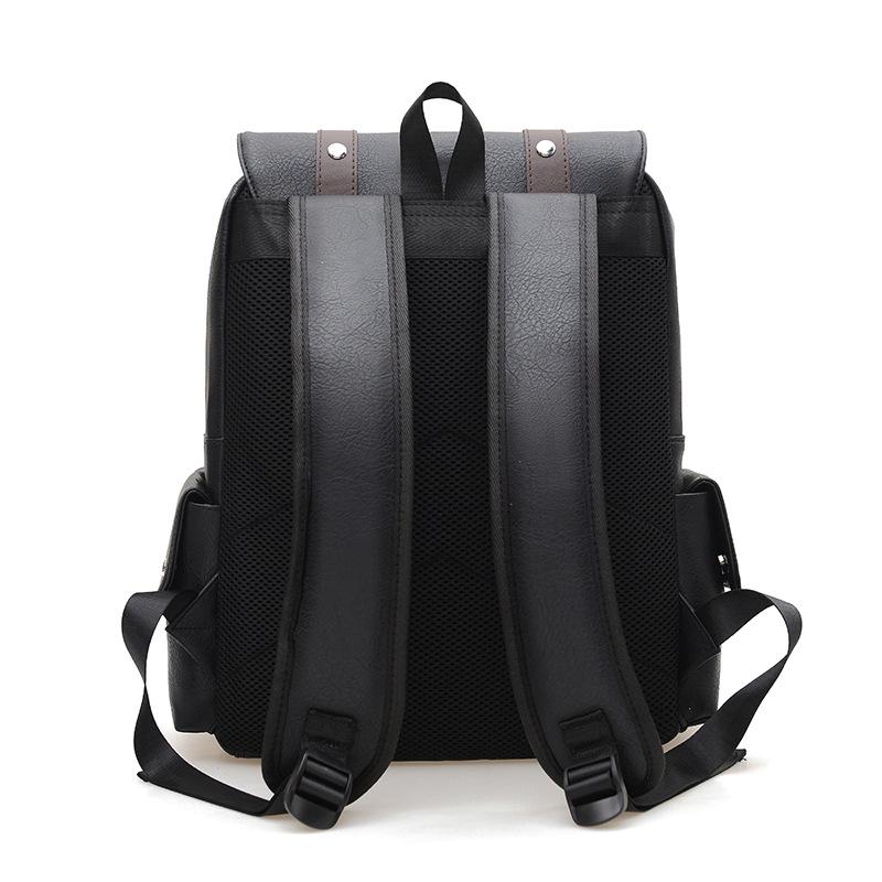 Large-Capacity PU Leather Backpack for Business, School, and Travel