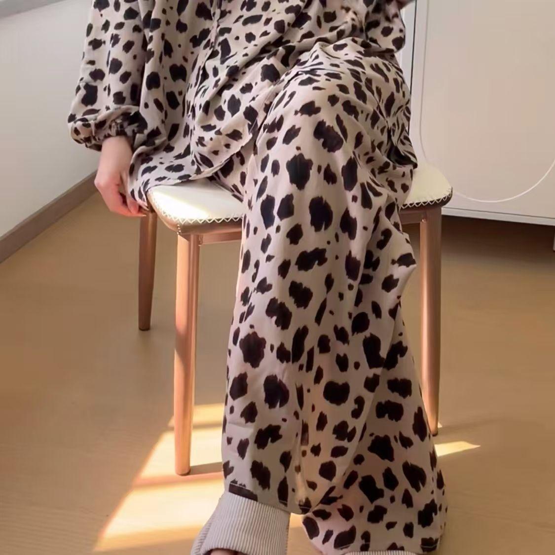 

Женские брюки в богемном стиле с милым цветочным принтом из хлопка и вискозы, широкие, длиной до щиколотки - Влагоотводящие брюки свободного кроя one size