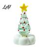 Handcrafted Holiday Table Decor Handmade Glass Christmas Tree Ornament with Star Top And Colorful Bead Details Festive Photo Props Desktop