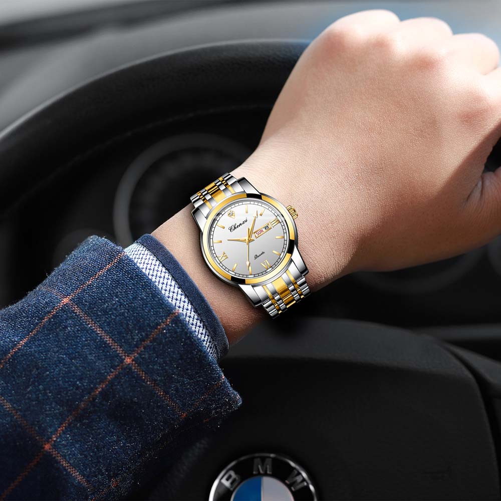 CHENXI Men's Quartz Watch Premium Dual Calendar Luminous Waterproof Wristwatch Business-Style Trendy Business Watch