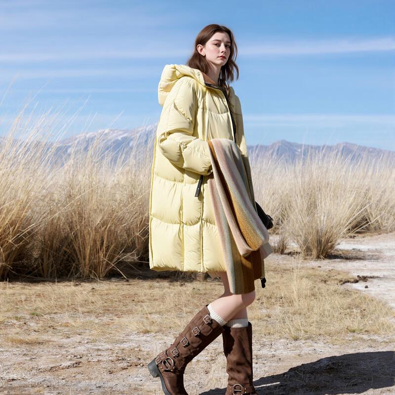 

Sancai 2025 Winter 90% Duck Down Loose Long Hooded Puffer Jacket M