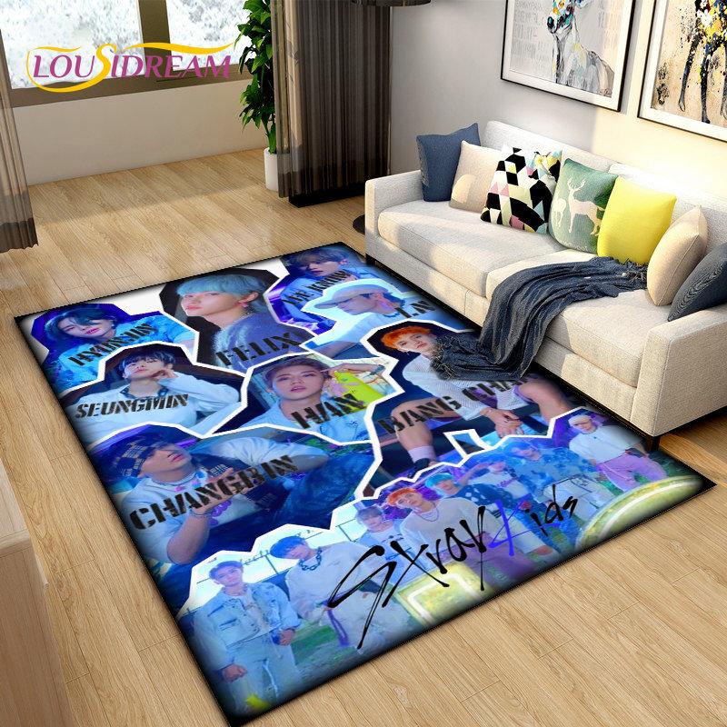 Stray Kids Kpop Singer Area Rug Large,Carpet Rug for Living Room Bedroom Sofa Doormat Decoration, Kids Play Non-slip Floor Mat