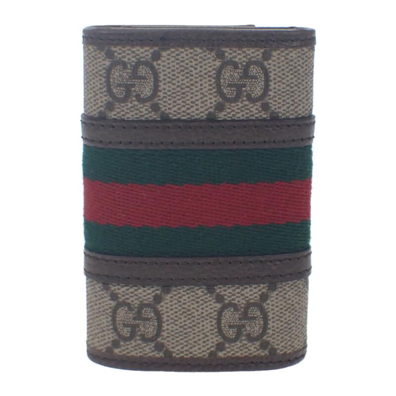 GUCCI  603732 96IWT 8745 Key holder  Brown/Red GG Supreme Canvas Women