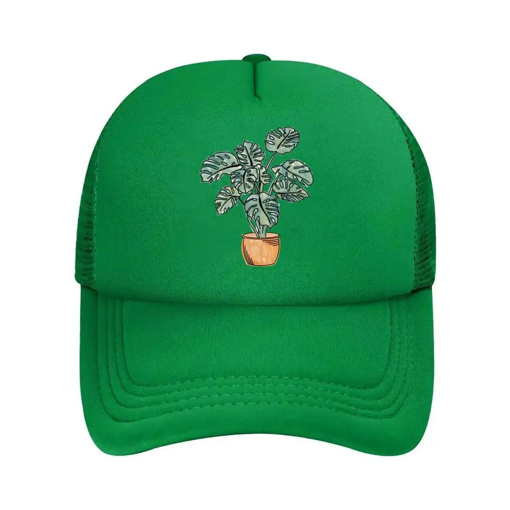 Watercolor potted monstera plant Sticker Mesh Baseball Cap