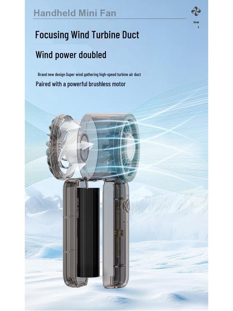 New Compact Mecha Style Transparent Handheld Fan - Portable Pocket Fan with High Wind Power for Commuting