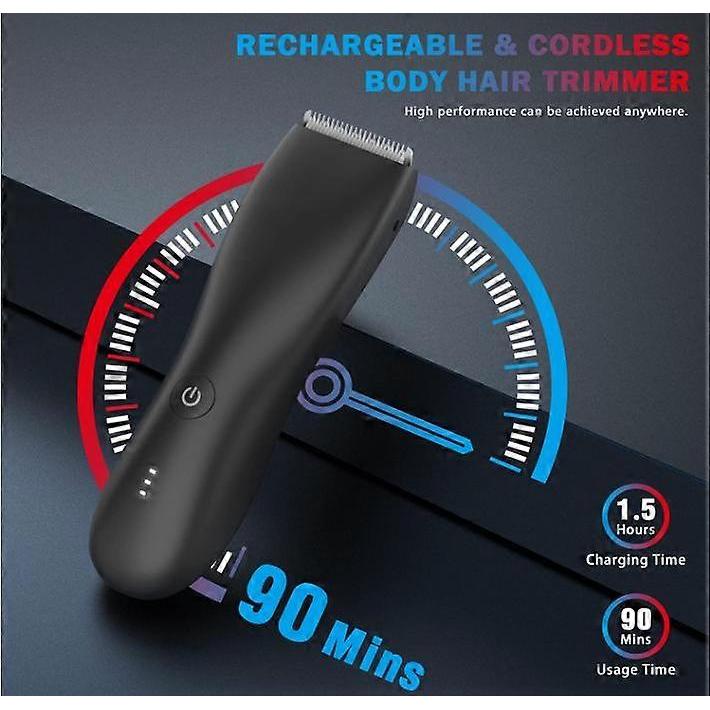 Men's Pubic Hair Trimmer, Electric Groin and Body Hair Shaver, Body Clipper with Charging Dock, Waterproof Ultimate Men's Hygiene Shaver (1pcs-Black)