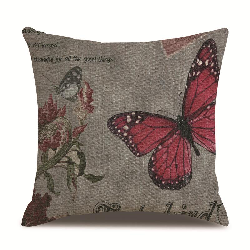 Linen Pillowcase Home Cute Butterfly Sofa Pillowcase Office Nap Pillow