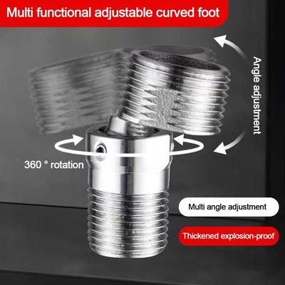 Stainless Steel Angled Curved Foot Angle Adjustment 360° Rotatable Shower Faucet Adapter Wall Mounted Connecting Accessories