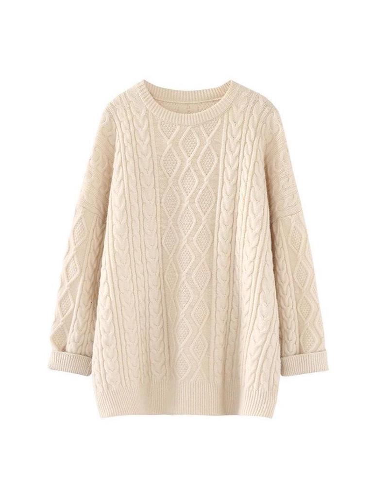 Women's Red High-End Loose Knit Sweater - Lazy Style for Spring, Autumn, Winter 2025