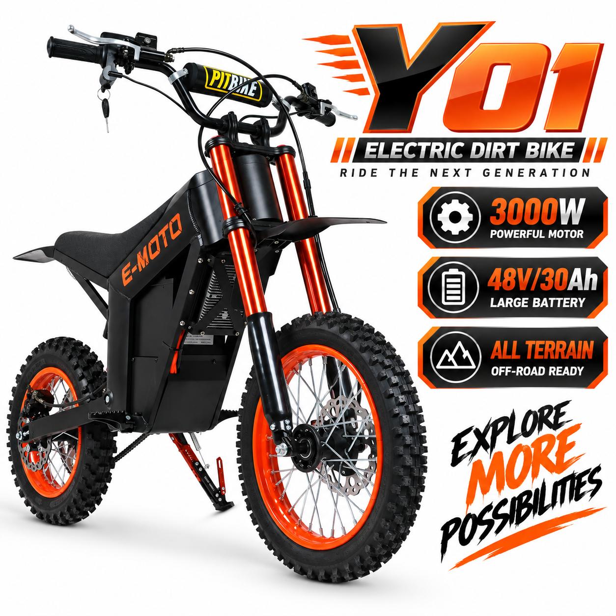 Y01 E-Motorcycle 3000W Motor 48V30AH Hydraulic