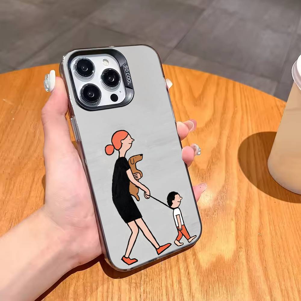 J-Jean J-Jullien M-Minimalist Art Phone Case For iPhone17,16,15,14,13,12,11,Pro,MAX White Matte Shockproof Cover