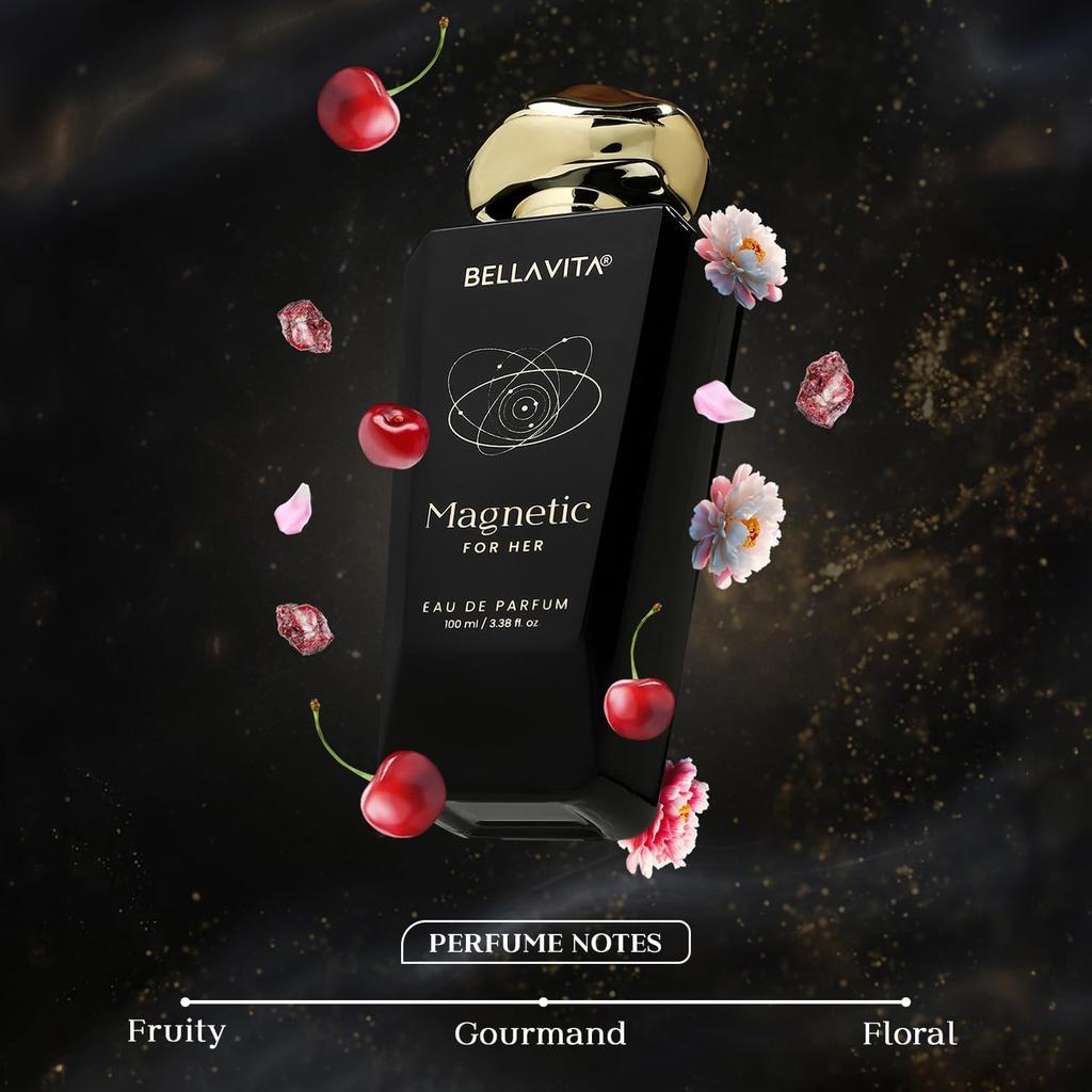Bellavita Magnetic Perfume EDP 100ml For Men And Women Long Lasting Luxury Scent With Cherry Jasmine Rose Sweet Floral Fragrance