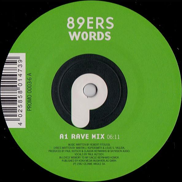 

12inch Record 89ERS - Words PROMO00036 Promo 2004 Germany Dance & Electronica Used