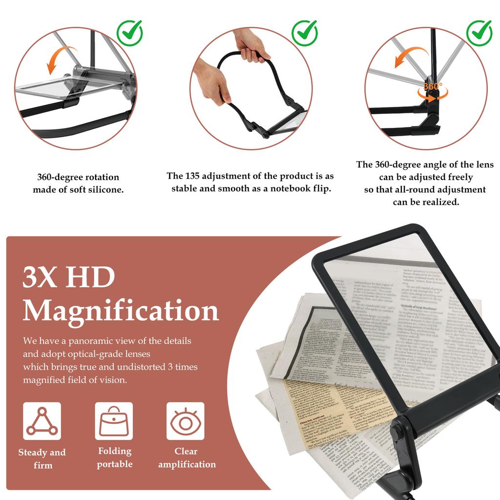 Neck Wear Magnifying Glass with Light Dimmable Elderly Reading Magnifier LED Magnifying Senior Low View