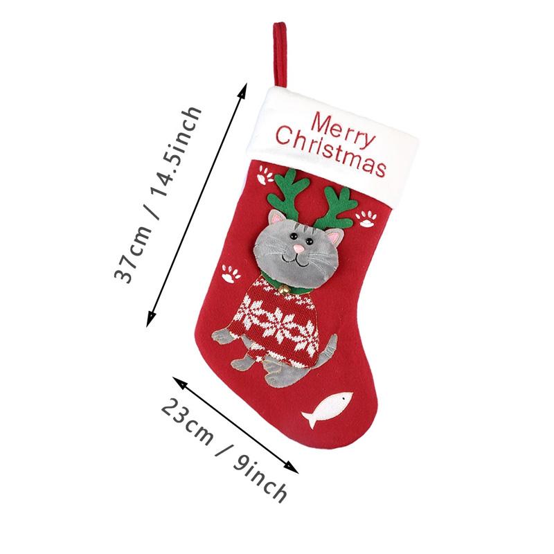 1Pc Christmas Socks Festive Attire Non-woven Fabric Party Supplies Dog Pattern Christmas Christmas Decorative Socks Cat Pattern