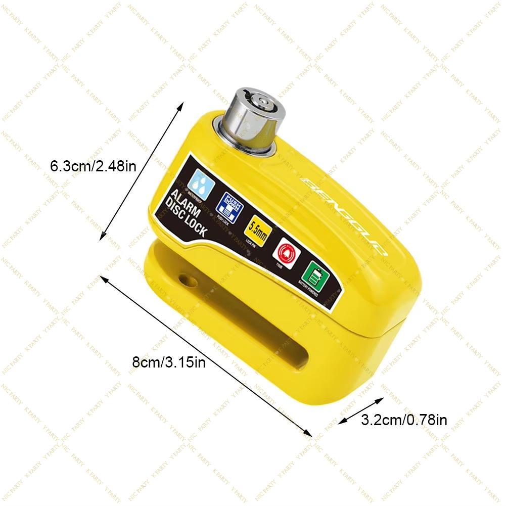 Scooter Motorcycle Bicycle Alarm Wheel Disc Brake Lock Waterproof Anti-Theft Aluminum Alloy 110dB Safety Tool Moto Accessories