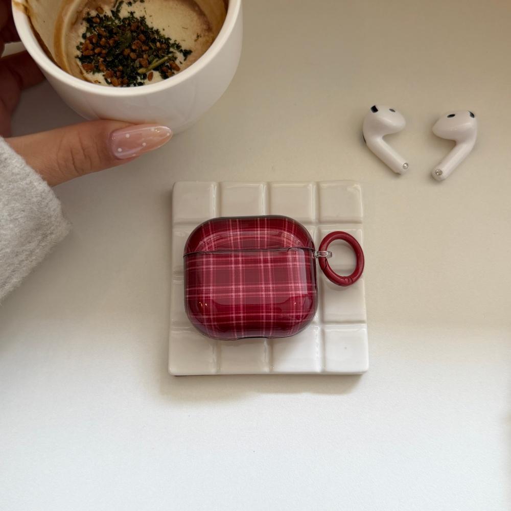 Nische rotes Karomuster halbtransparent AirPods 4. Generation Ohrhörerhülle das neue Modell ist geeignet für Apple 2. Generation AirPods 3. Generation Schutz